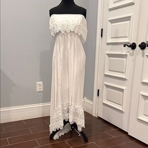 Strapless Lace-Trimmed Maxi Dress Perfect for Special Occasions or the Beach!